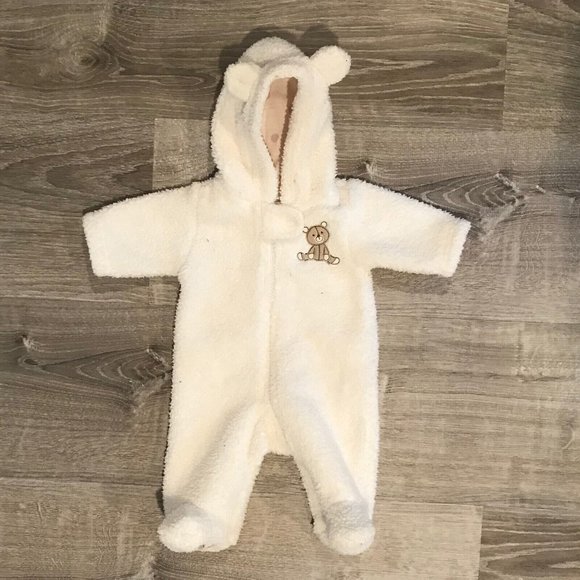 Carter's Newborn Infant Baby Fleece Bear Body Jacket - White - Picture 1 of 3